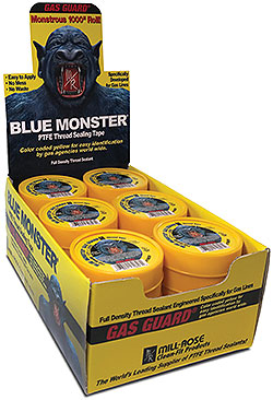 Blue Monster Gas Guard PTFE Thread Seal Tape Retail Display