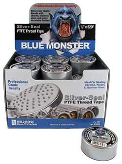 Mill-Rose Blue Monster Silver-Seal PTFE Thread Seal Tape retail display